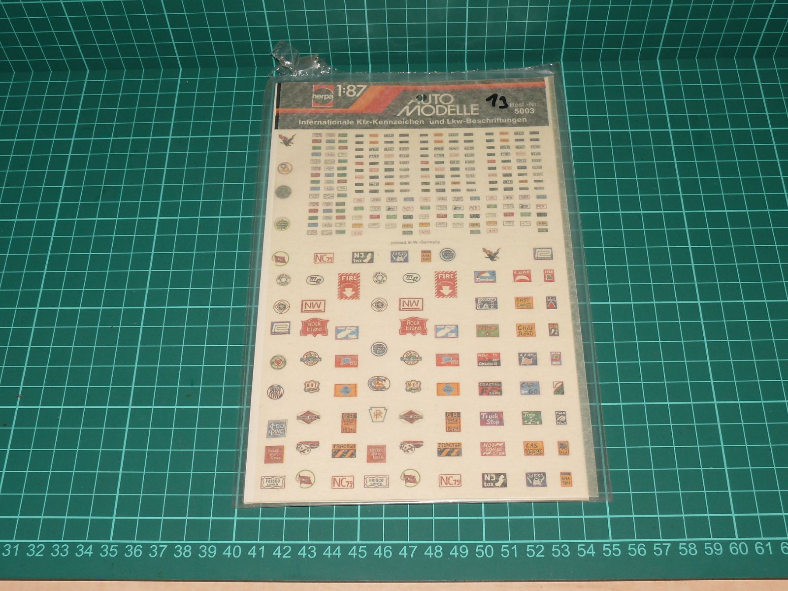 HERPA H0 – Obtiskový aršík: Mezinárodní SPZ a nápisy pro kamiony (Best.-Nr. 5003) – H0