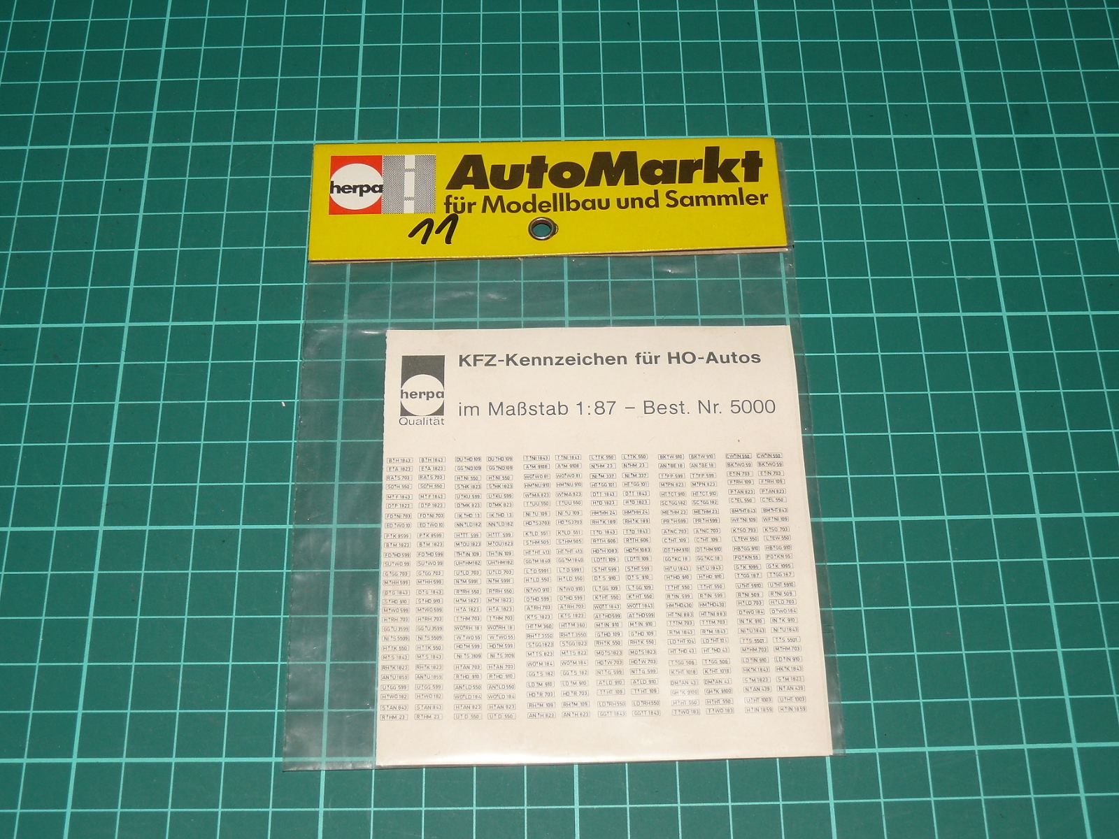 HERPA H0 – Obtiskový aršík: SPZ pro osobní automobily (Best. Nr. 5000) – H0