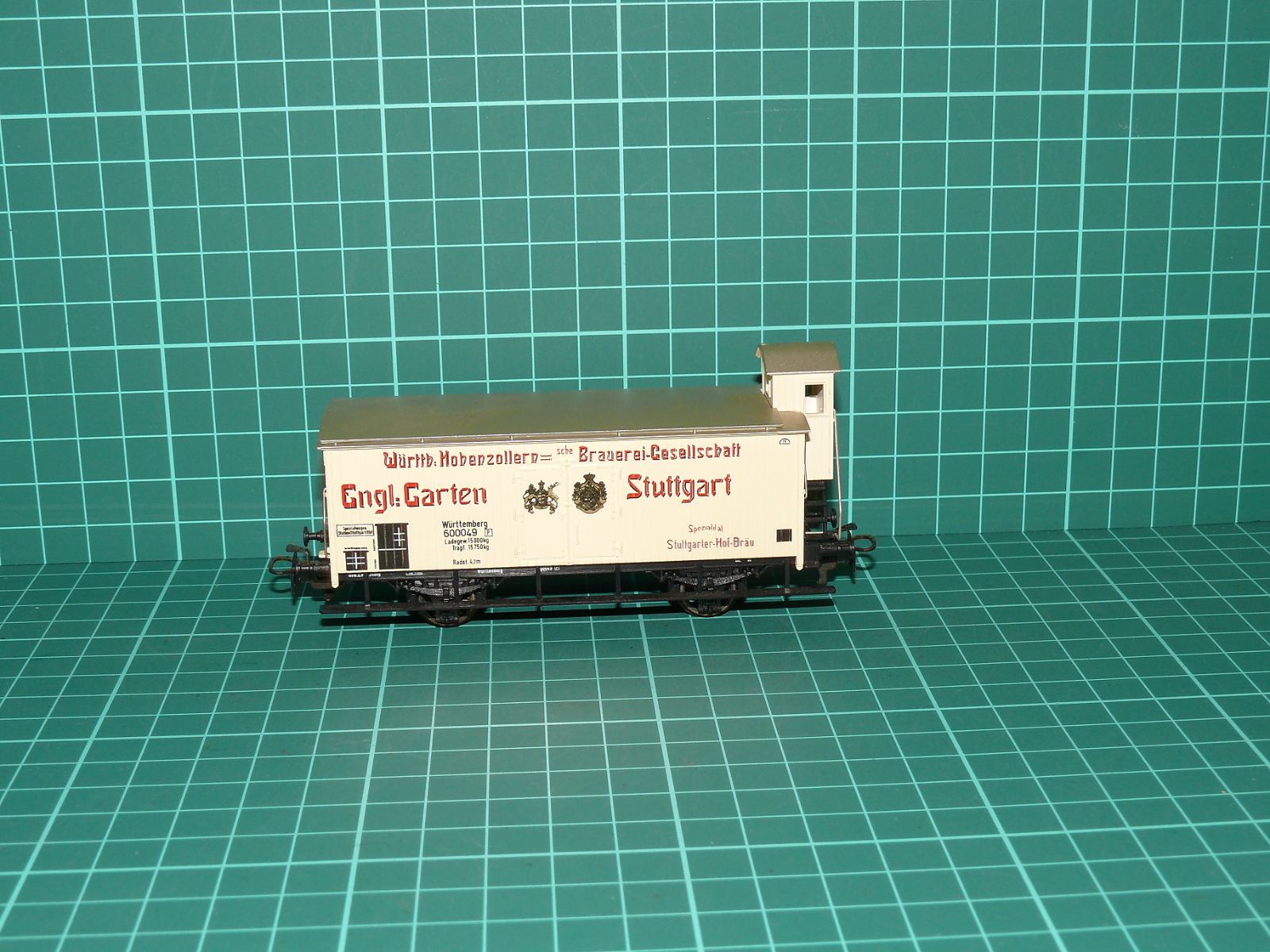 MÄRKLIN H0 – Dvounápravový chladicí pivní vůz Bierwagen K.W.St.E. „Engl. Garten Stuttgart“ (kat. č. 4504 / 4502 Sonder / 600 049) – H0