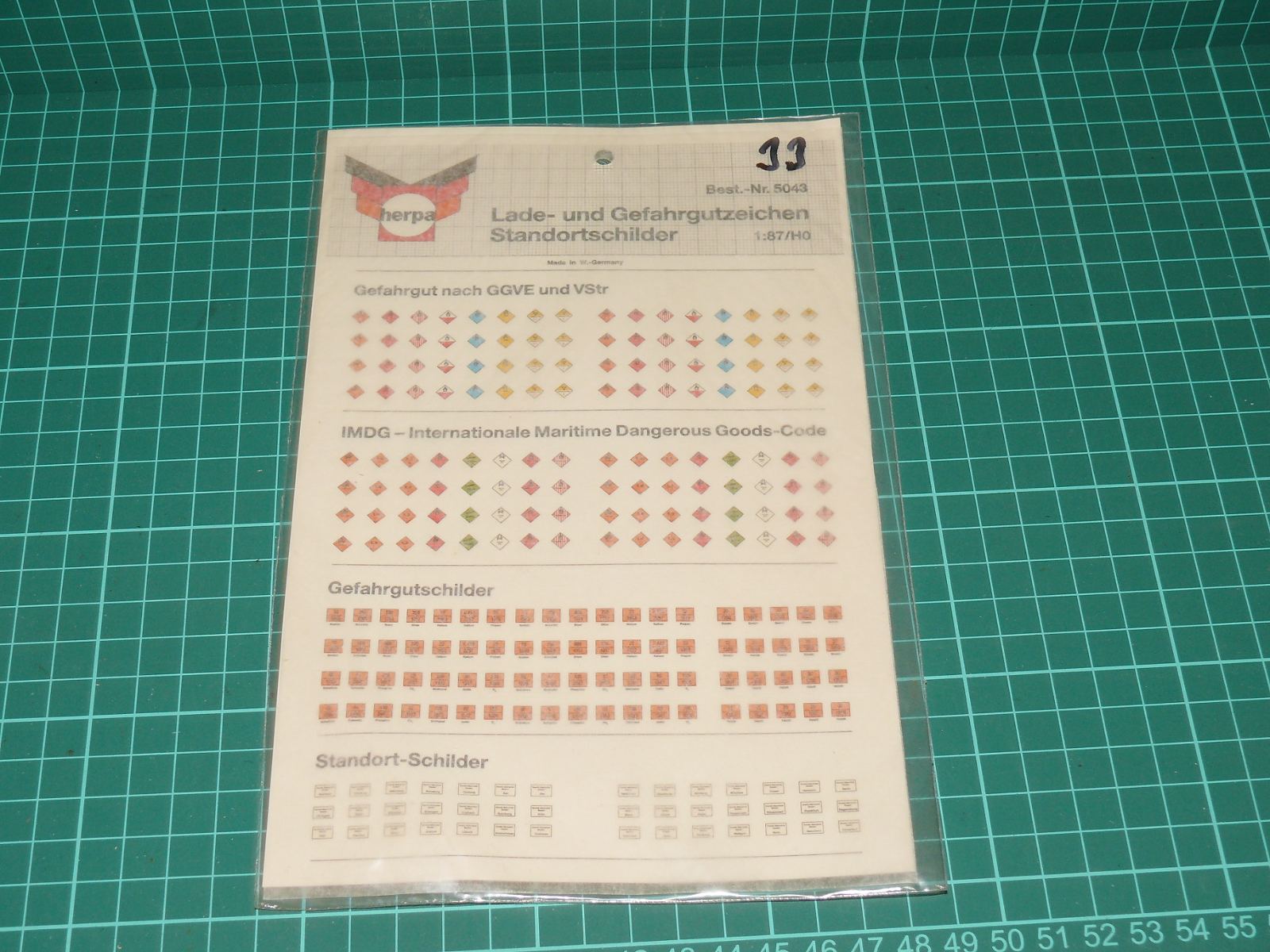 HERPA H0 – Obtisky výstražných a přepravních tabulek nebezpečného nákladu ADR/IMDG (kat. č. 5043 / 1:87) – H0