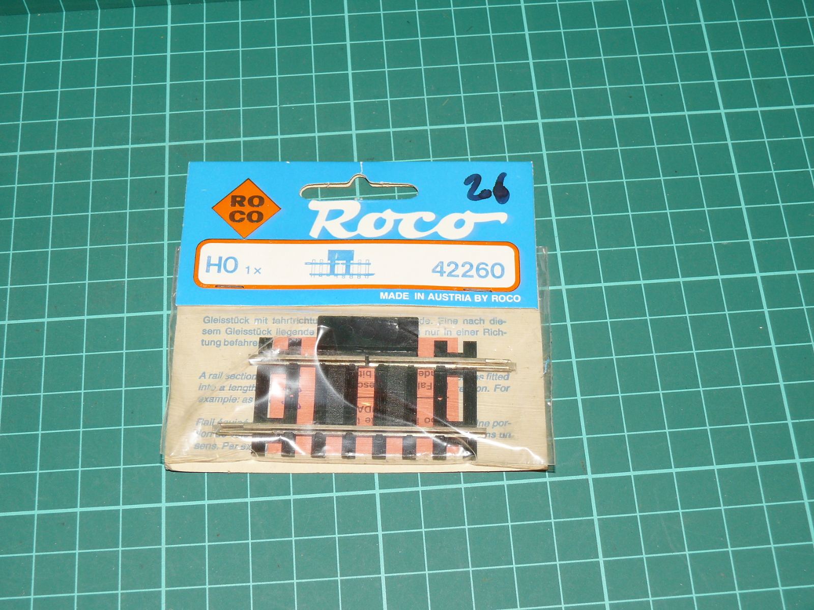 ROCO H0 – Přerušovací / jednosměrná kolej s diodou (kat. č. 42260, 1 ks v původním balení) – H0
