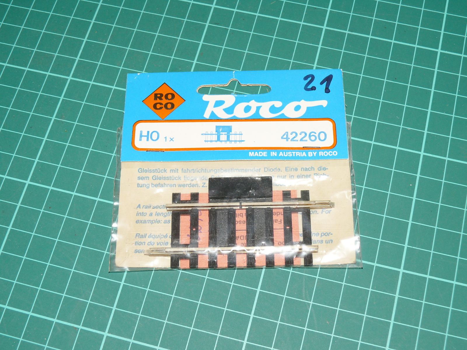 ROCO H0 – Přerušovací / jednosměrná kolej s diodou (kat. č. 42260, 1 ks v původním balení) – H0