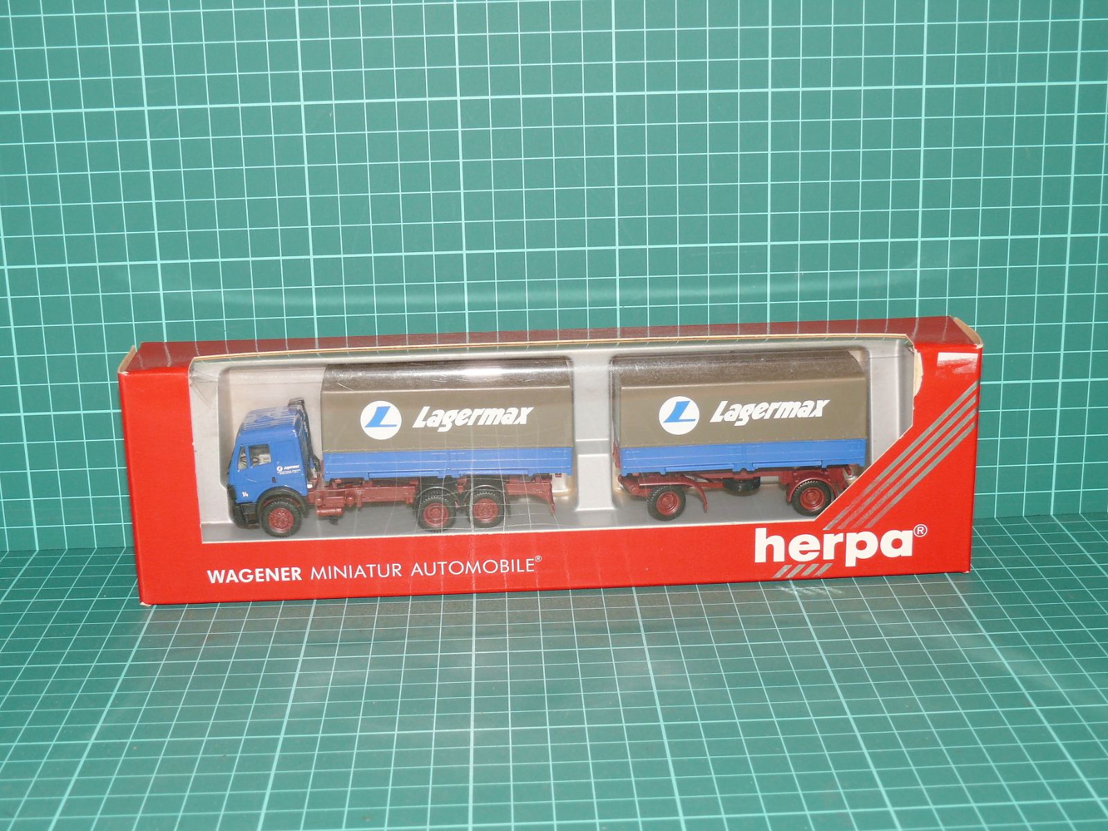 HERPA H0 – Kamionová valníková souprava Mercedes-Benz NG „LAGERMAX“ (1:87, Wagener Edition, OVP) – H0