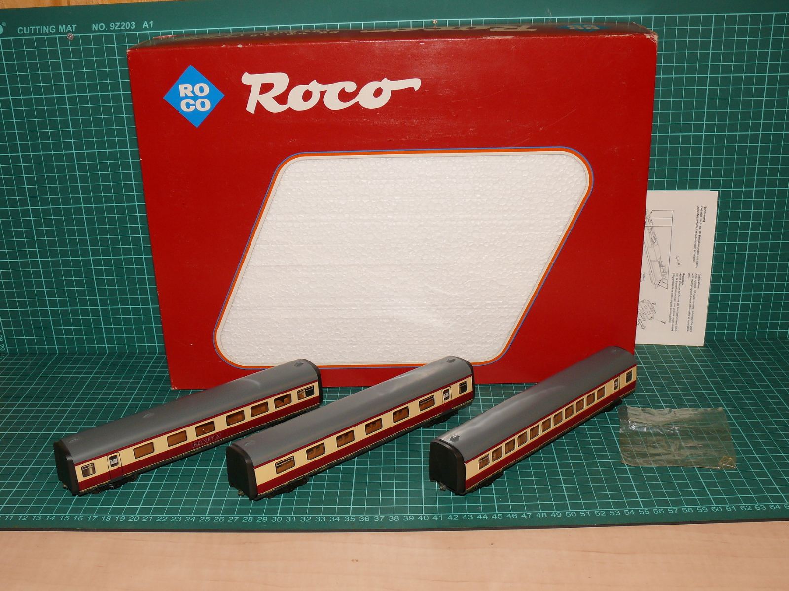 Roco H0 – 3dílný doplňkový set vložených vozů pro jednotku TEE VT 11.5 / VT 601 „HELVETIA“, DB v originálním boxu (kat. č. 04070A) – H0