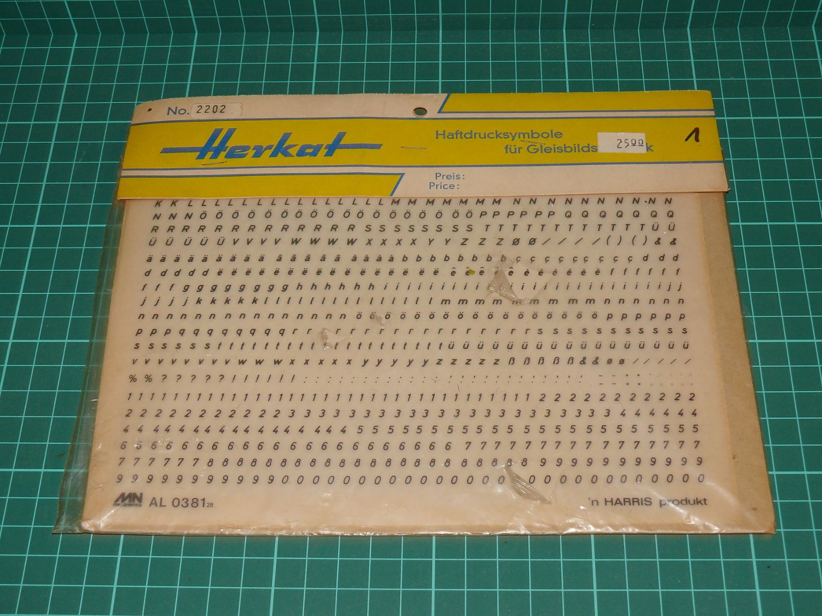 Herkat – Propisoty / suché obtisky pro ovládací pulty (Haftdrucksymbole), kat. č. 2202 – H0