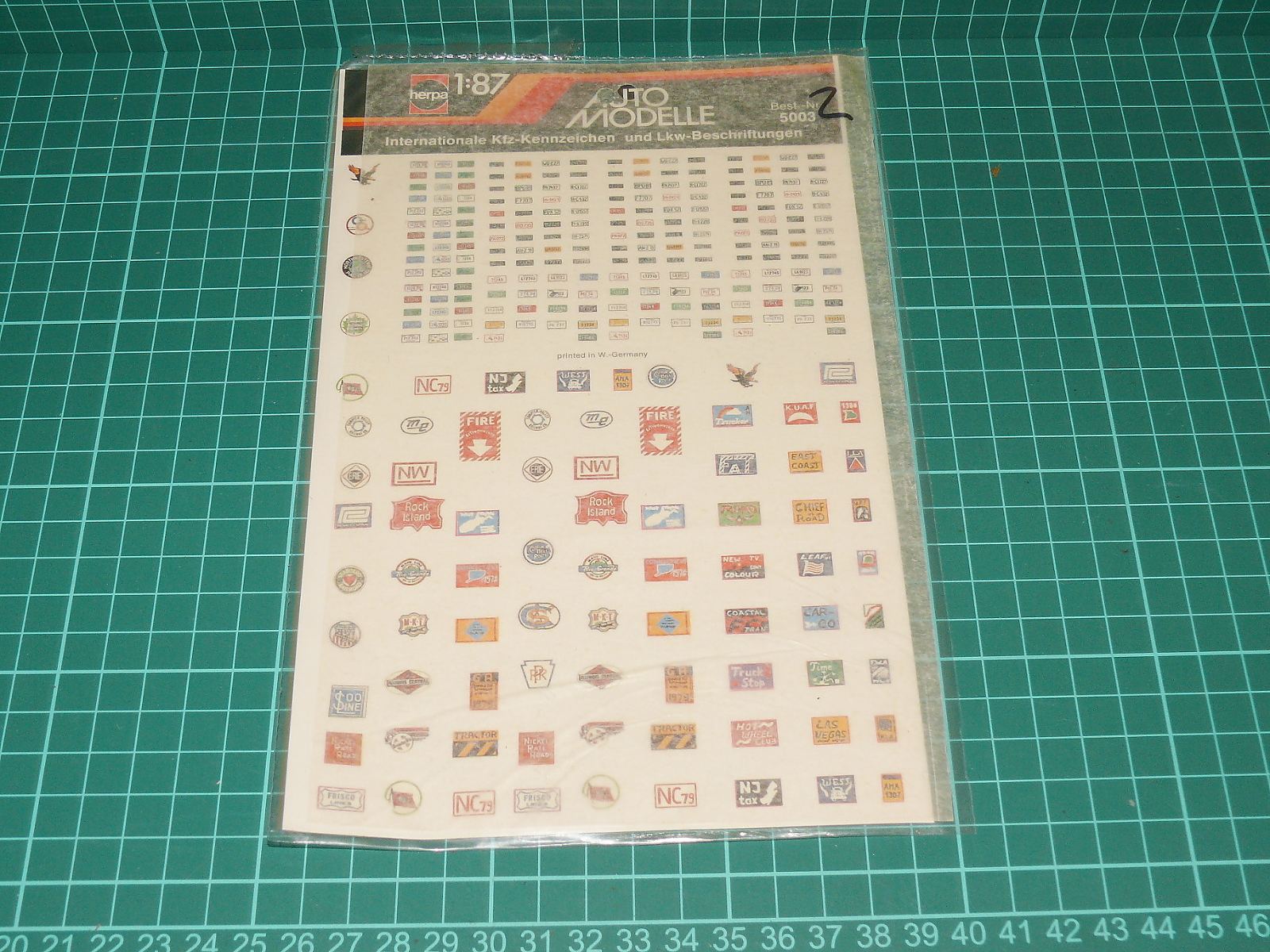 Herpa H0 5003 - Obtisky / Mezinárodní SPZ a loga pro nákladní automobily (Internationale Kfz-Kennzeichen und Lkw-Beschriftungen), originální balení – H0