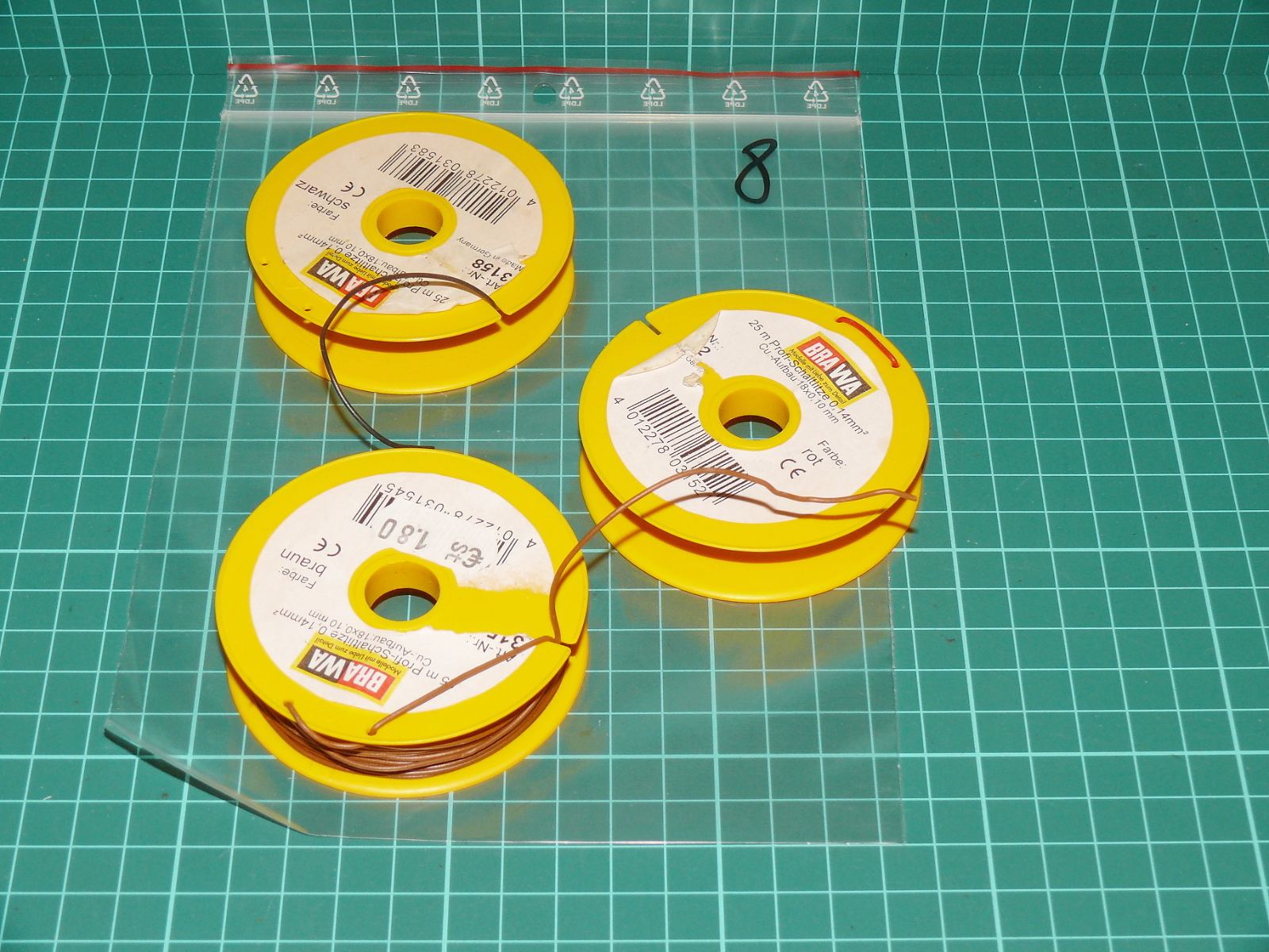 Brawa - Sada modelářských vodičů 0,14 mm² na cívkách (černá, červená, hnědá) – Napájení
